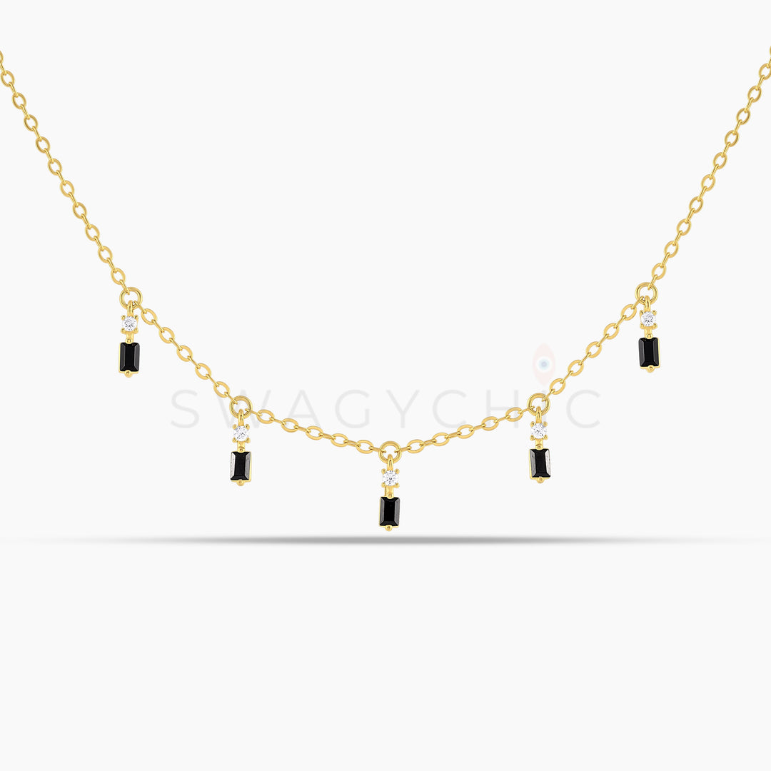 Baguette Point Black Dangle Choker - Swagychic
