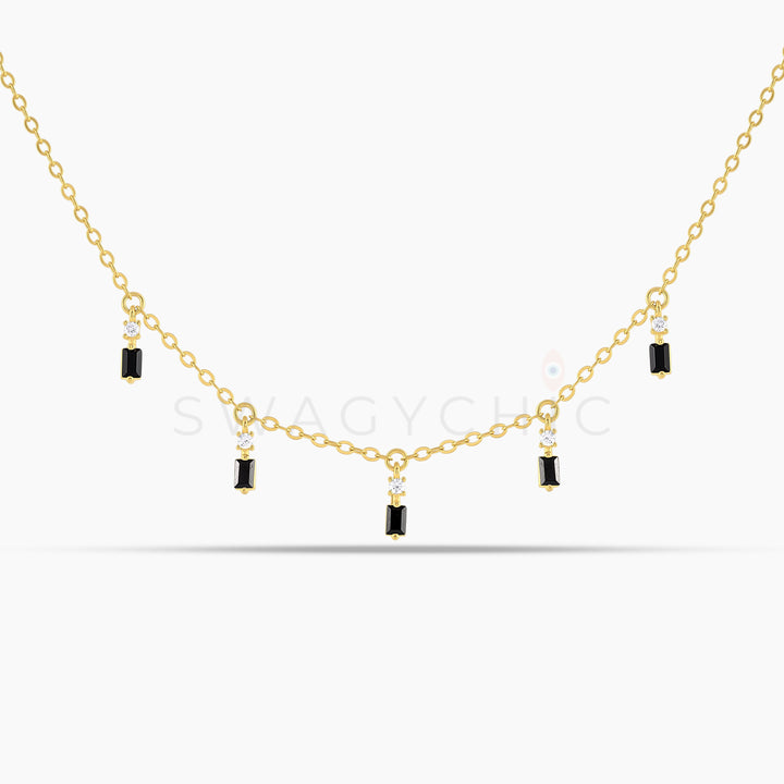 Baguette Point Black Dangle Choker - Swagychic
