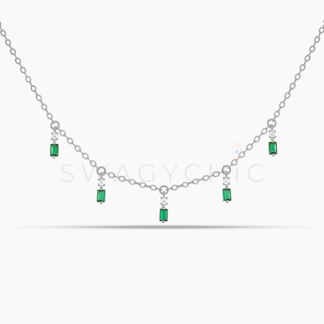 Baguette Point Green Dangle Choker - Swagychic
