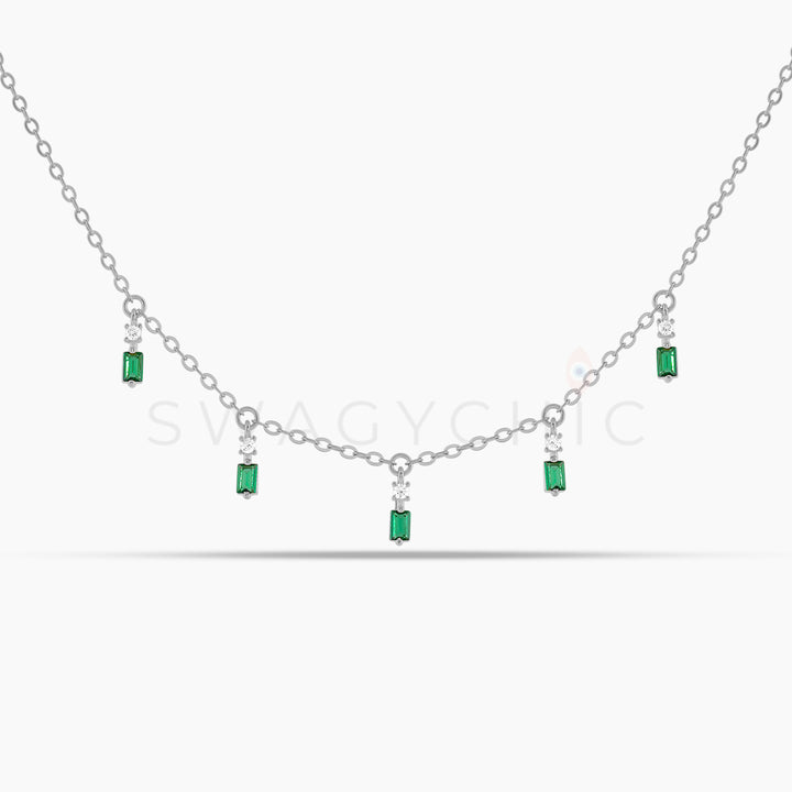 Baguette Point Green Dangle Choker - Swagychic