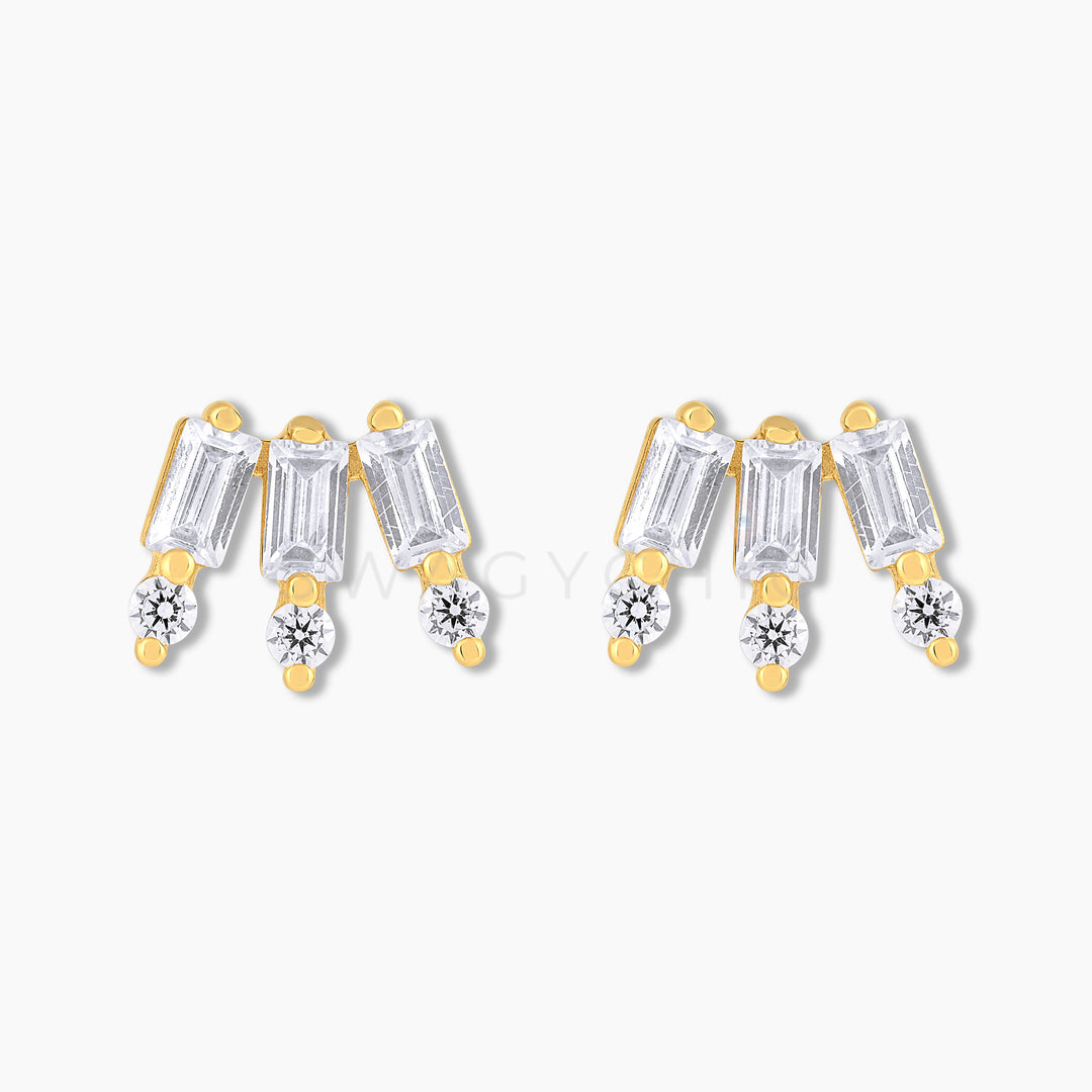 Baguette Point Fan Studs Gold - Swagychic