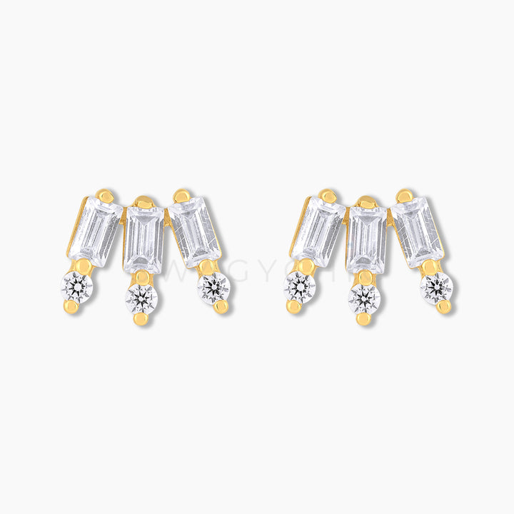 Baguette Point Fan Studs Gold - Swagychic
