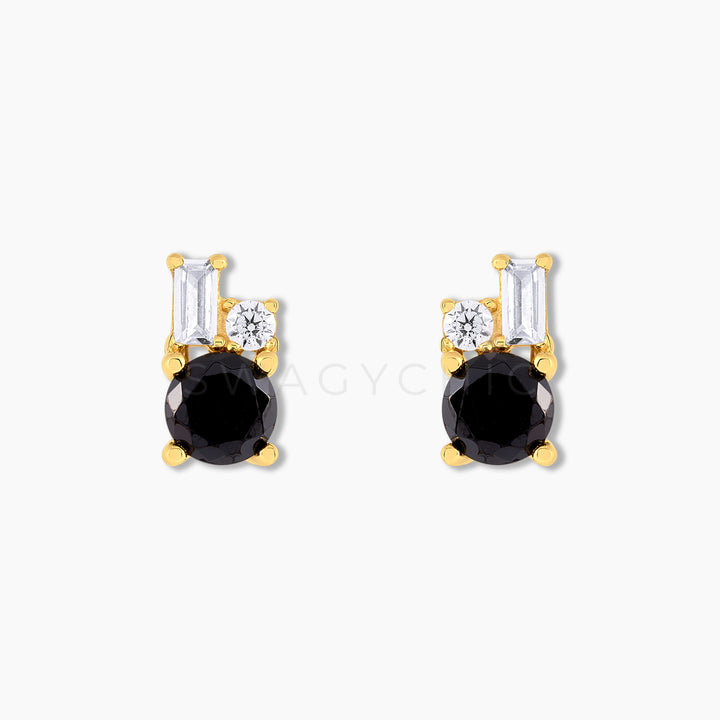Oval Baguette Point Studs Gold - Swagychic