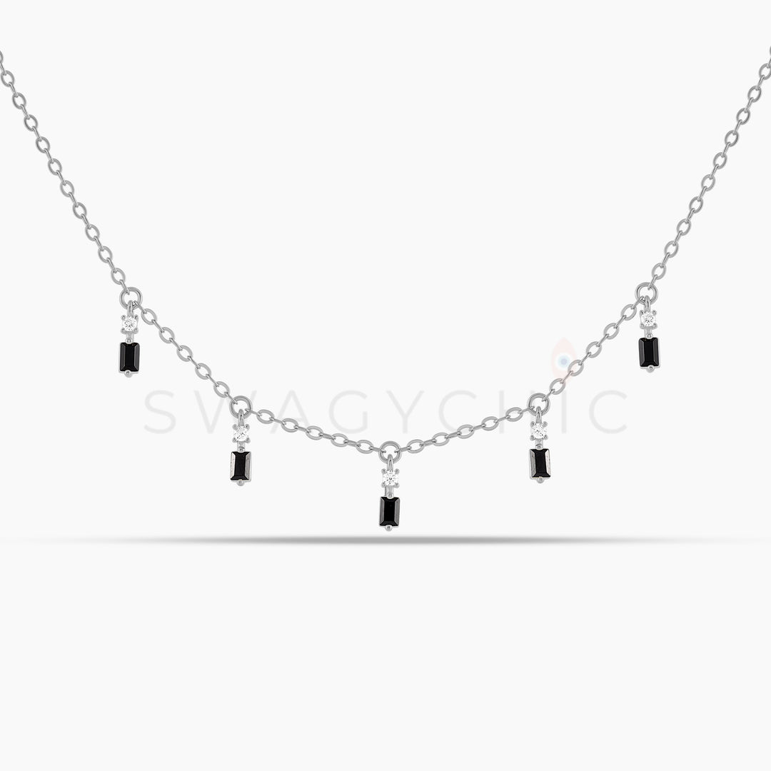 Baguette Point Black Dangle Choker - Swagychic