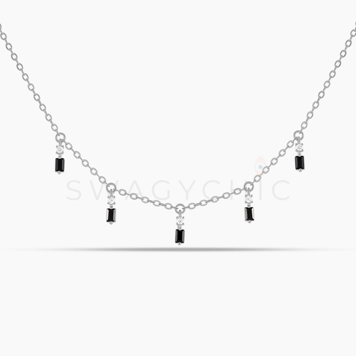 Baguette Point Black Dangle Choker - Swagychic