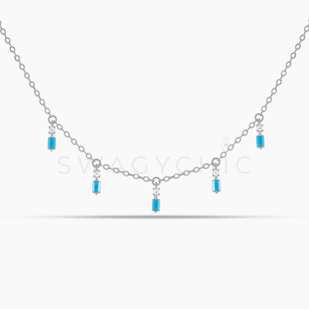 Baguette Point Turquoise Dangle Choker - Swagychic