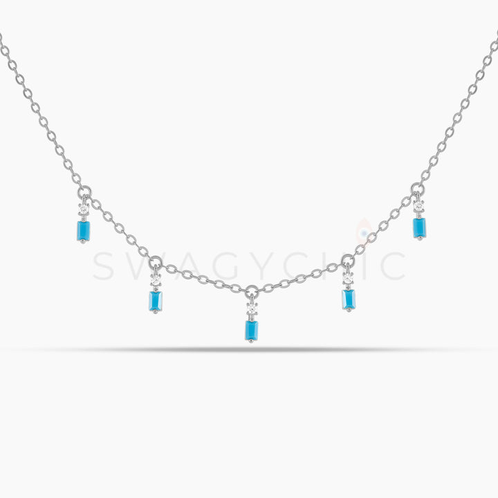 Baguette Point Turquoise Dangle Choker - Swagychic