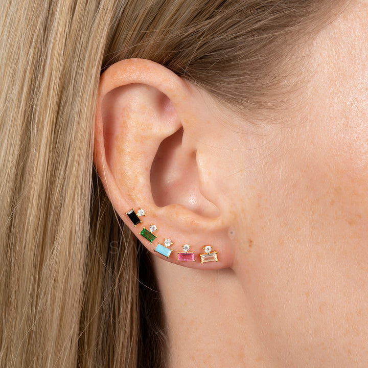 Baguette Point Studs- Silver - Swagychic