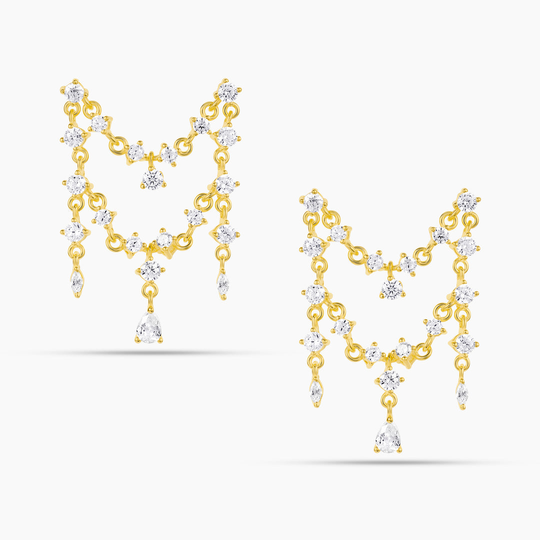 CZ Elegance Chain Double Drop Double Piercing