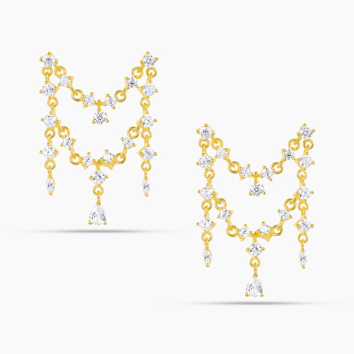CZ Elegance Chain Double Drop Double Piercing
