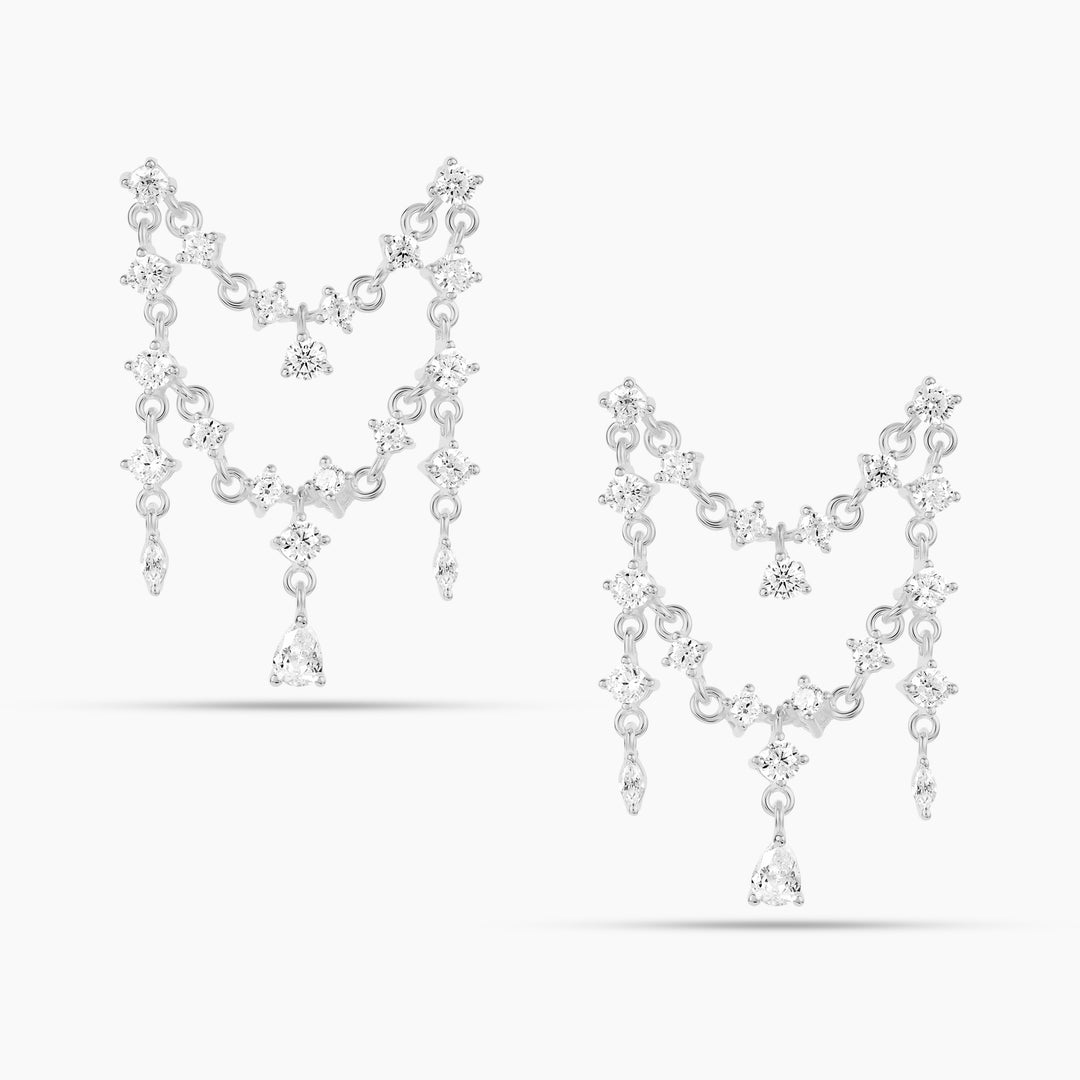 CZ Elegance Chain Double Drop Double Piercing