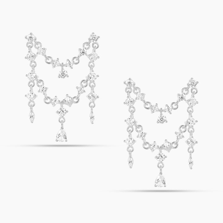 CZ Elegance Chain Double Drop Double Piercing