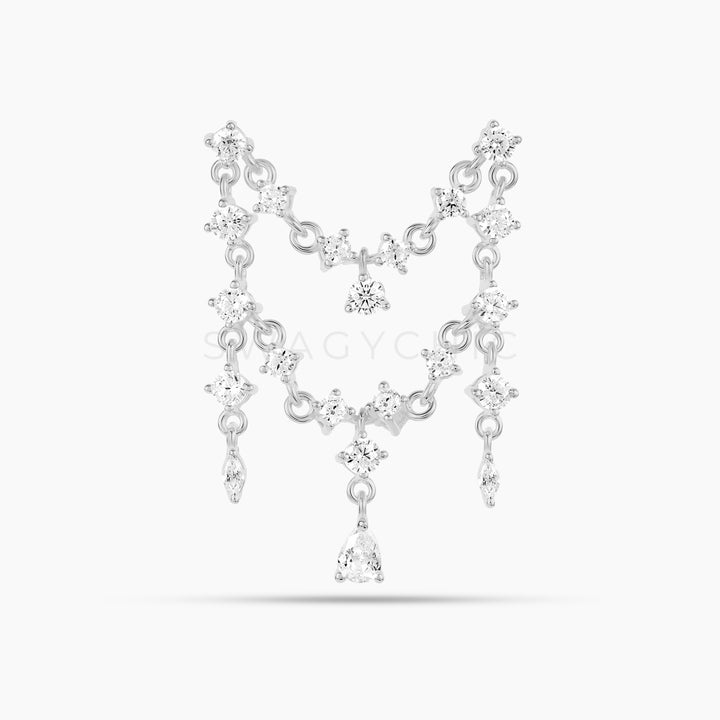 CZ Elegance Chain Double Drop Double Piercing - Swagychic