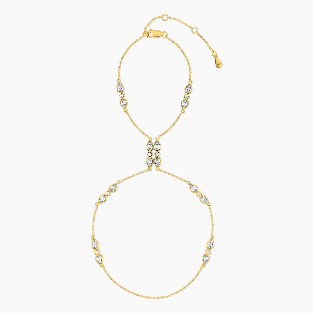 Tiered Teardrop Bezel Hand Chain Bracelet - Swagychic