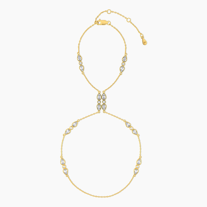 Tiered Teardrop Bezel Hand Chain Bracelet - Swagychic