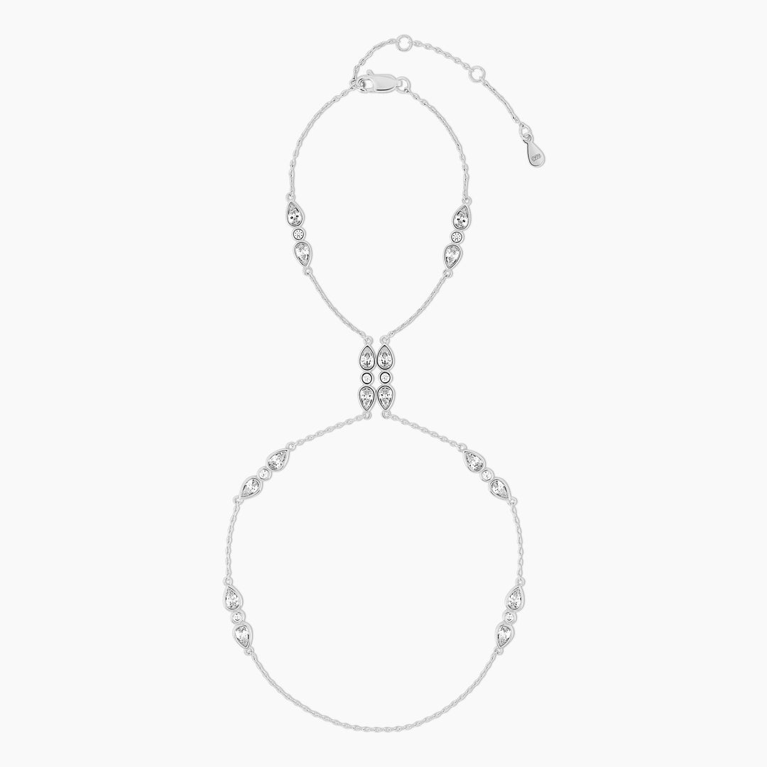 Tiered Teardrop Bezel Hand Chain Bracelet - Swagychic