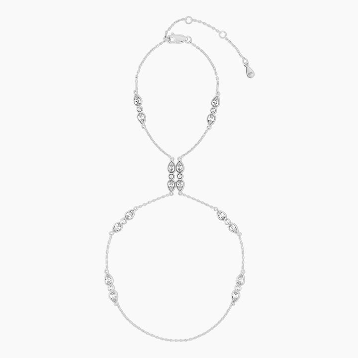 Tiered Teardrop Bezel Hand Chain Bracelet - Swagychic