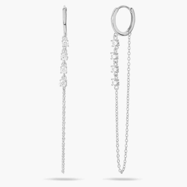 Crystal Dangle Chain Huggies