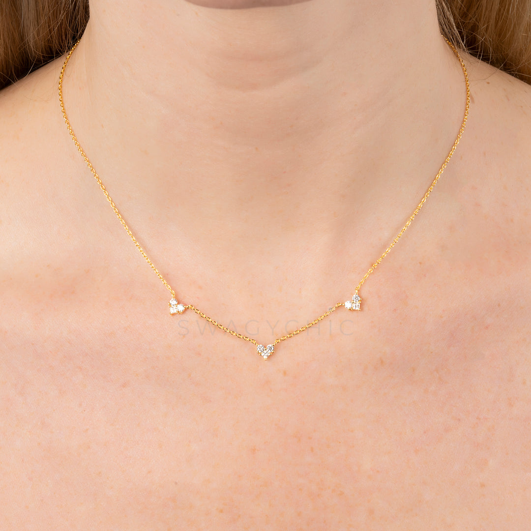 Dainty Triple Heart Necklace - Swagychic