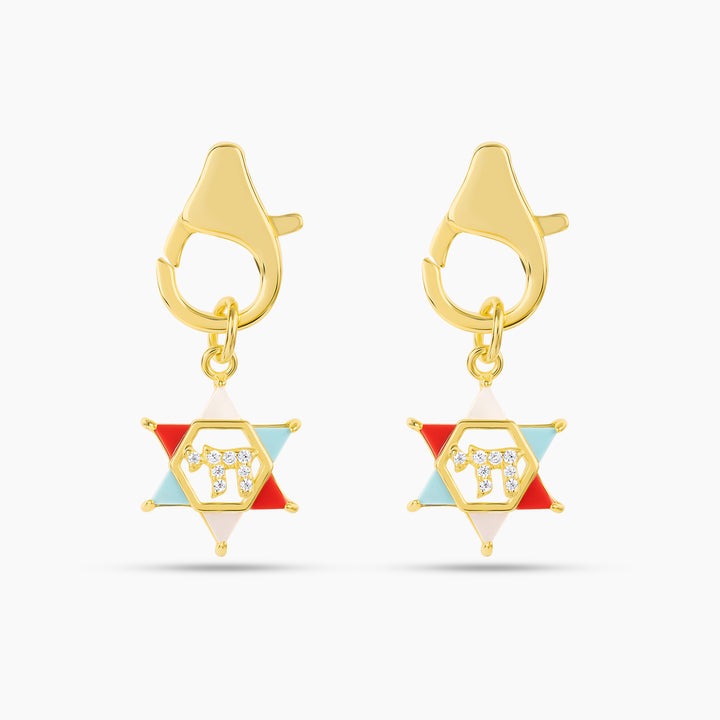 David Charm Natural Stone Clip Earrings