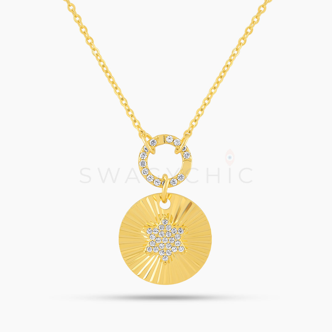 David Disk Necklace- Gold - Swagychic