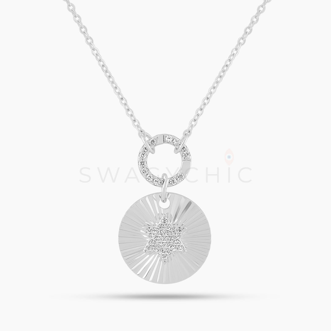 David Disk Necklace- Silver - Swagychic