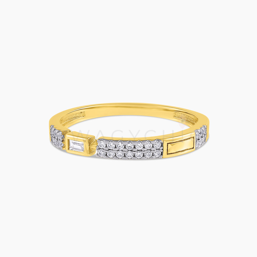 Double Pave Single Frame Square Ring - Gold - Swagychic