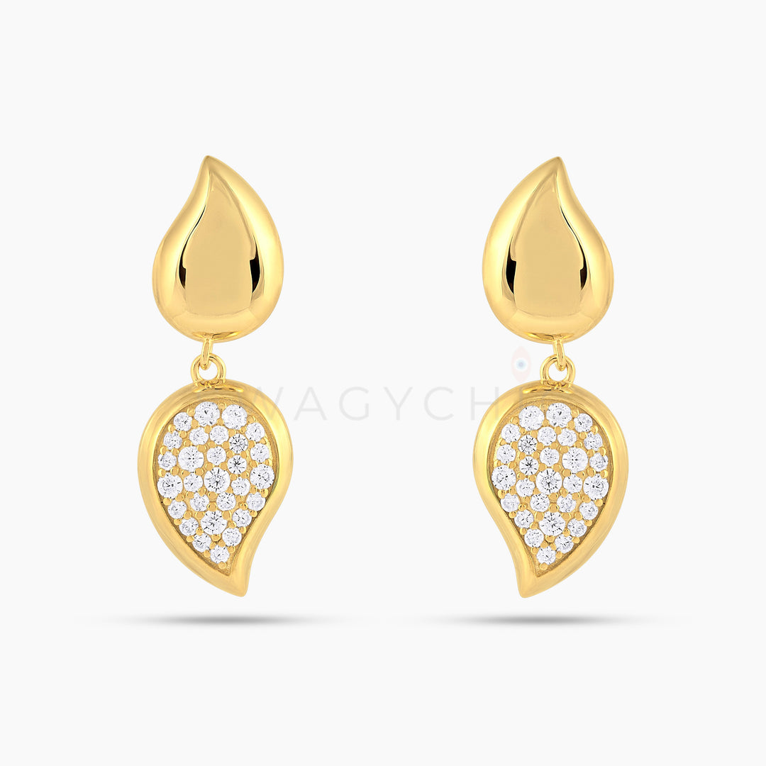 Double Teardrop Pave Drop Earrings - Swagychic