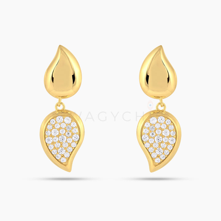 Double Teardrop Pave Drop Earrings - Swagychic