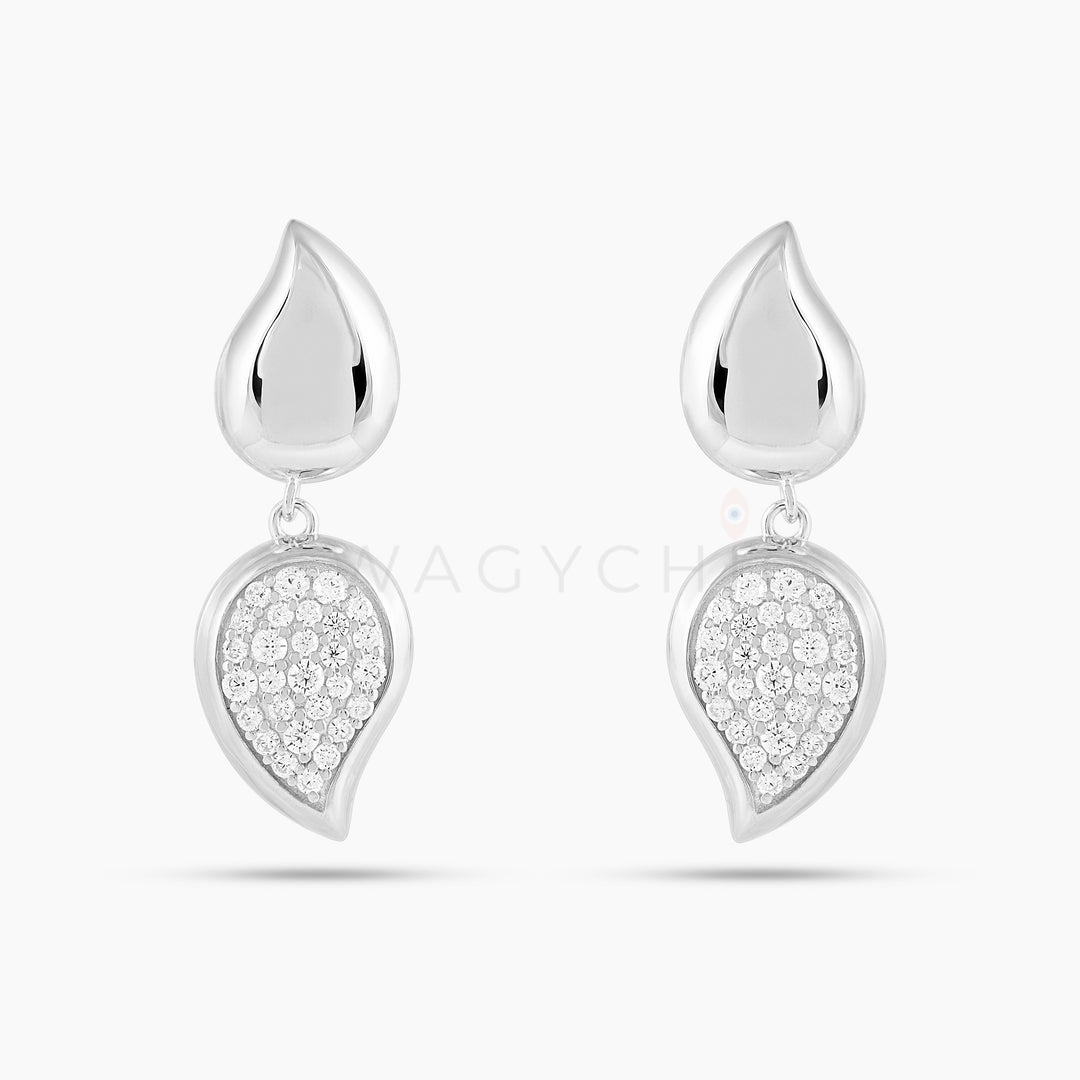 Double Teardrop Pave Drop Earrings - Swagychic