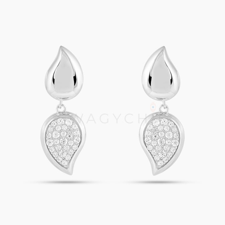 Double Teardrop Pave Drop Earrings - Swagychic