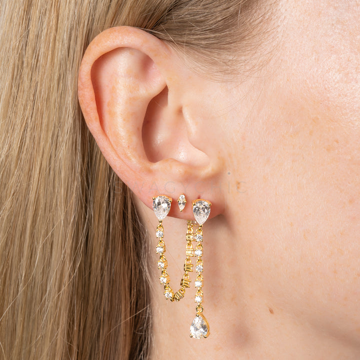 Elegance Teardrop CZ Double Piercing - Swagychic