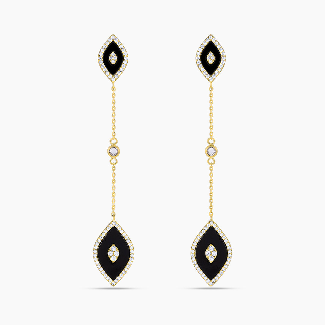 Elevated Eye Black Onyx Drop Earrings
