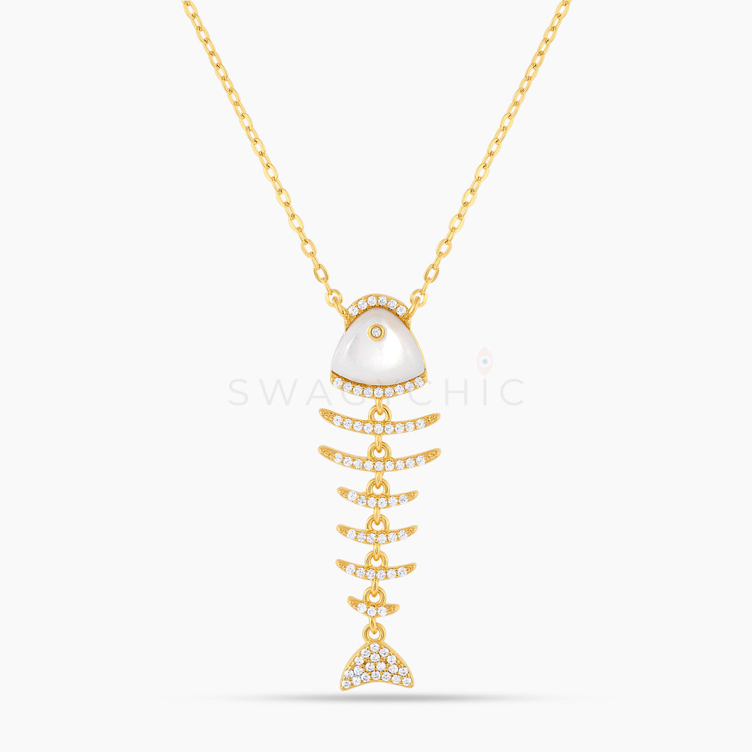 Elevated Fish Mother of Pearl Necklace (Wholesale) - Swagychic