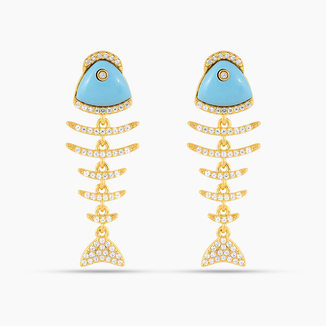 Elevated Fish Turquoise Drop Earrings