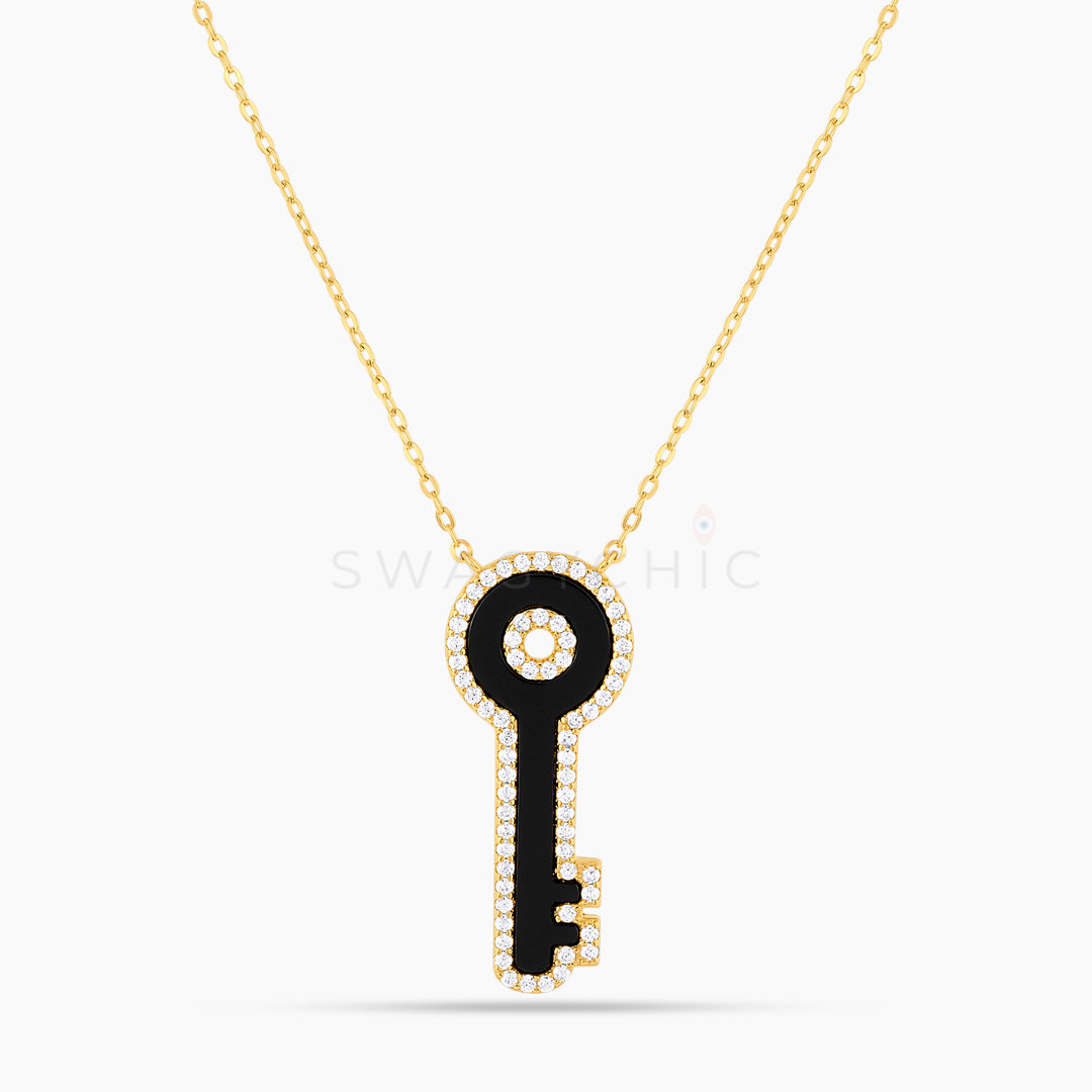 Elevated Key Black Onyx Necklace (Wholesale) - Swagychic