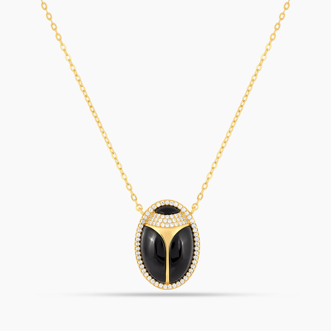 Elevated Scarab Black Onyx Necklace