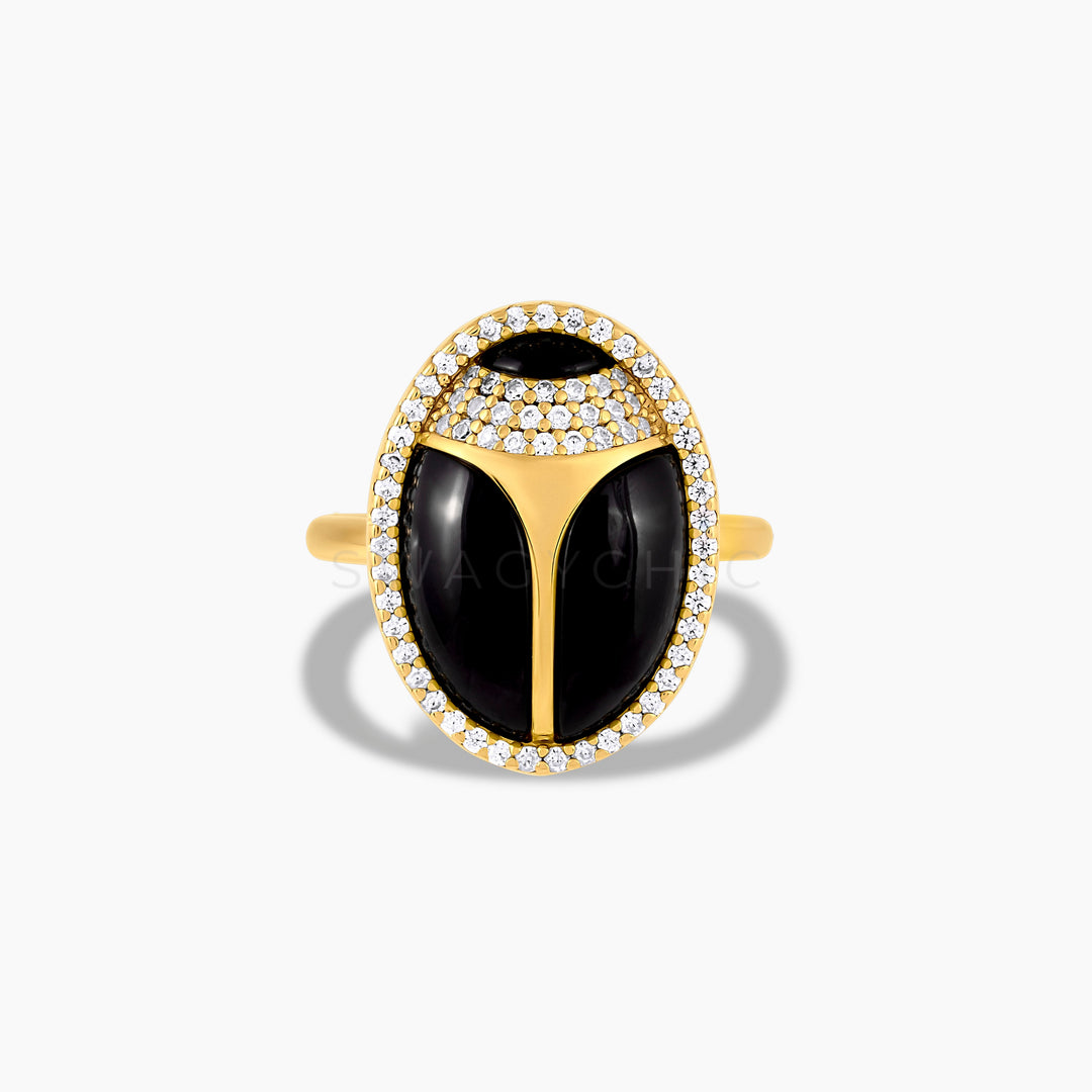 Elevated Scarab Black Onyx Ring (Wholesale) - Swagychic