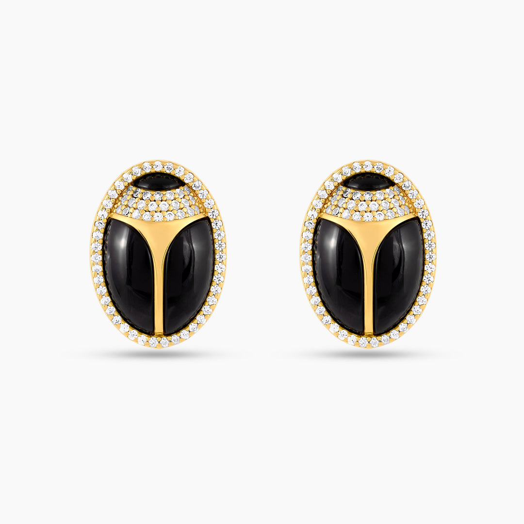 Elevated Scarab Black Onyx Studs