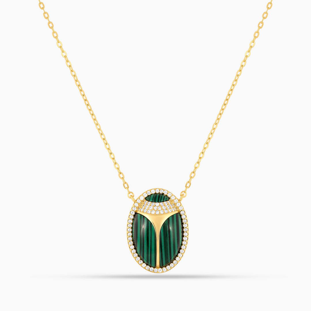 Elevated Scarab Malachite Necklace