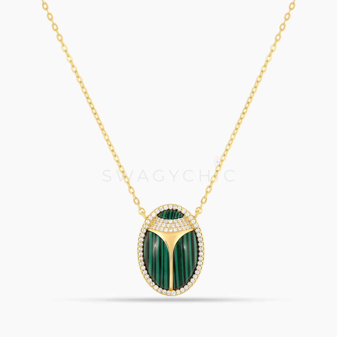 Elevated Scarab Malachite Necklace (Wholesale) - Swagychic