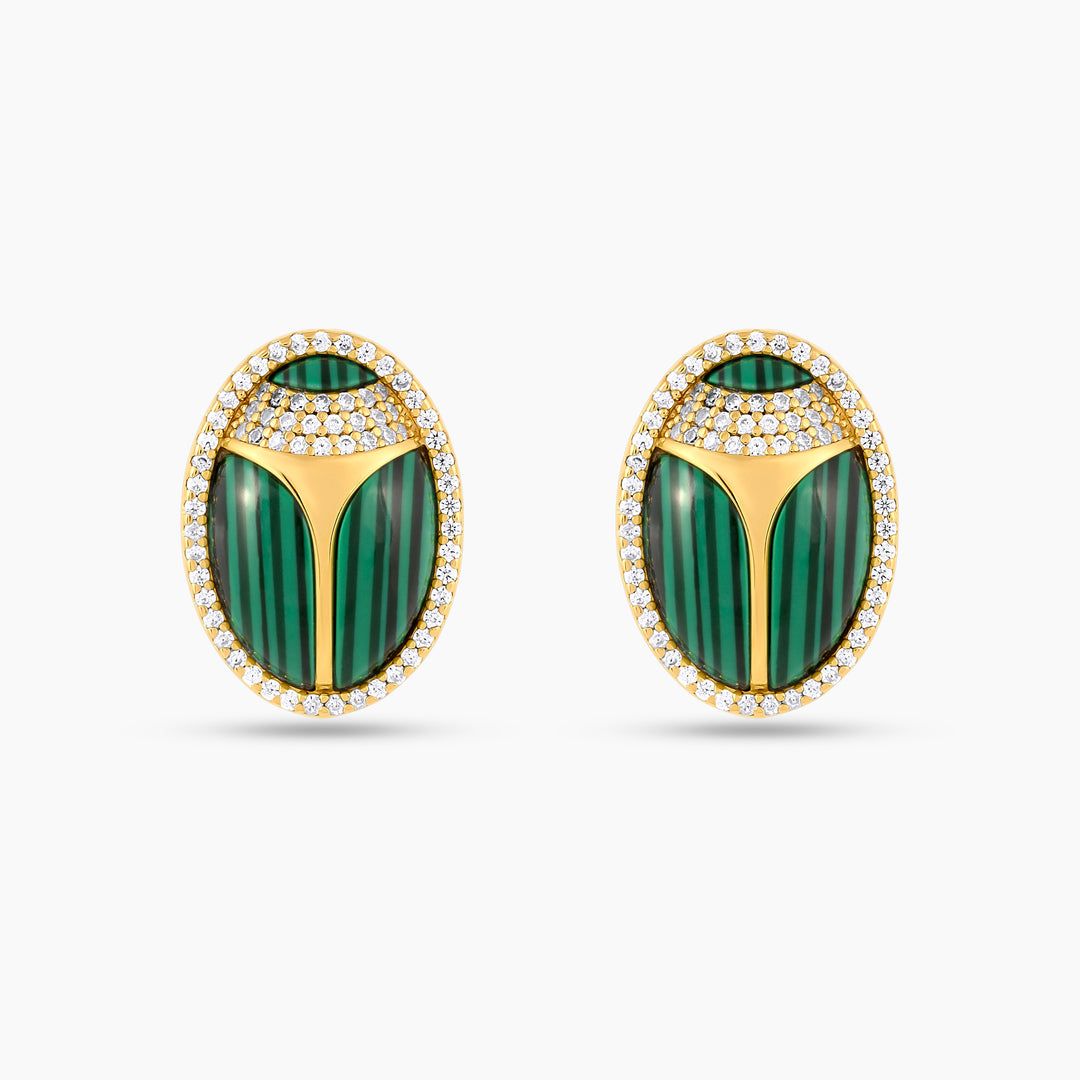 Elevated Scarab Malachite Studs
