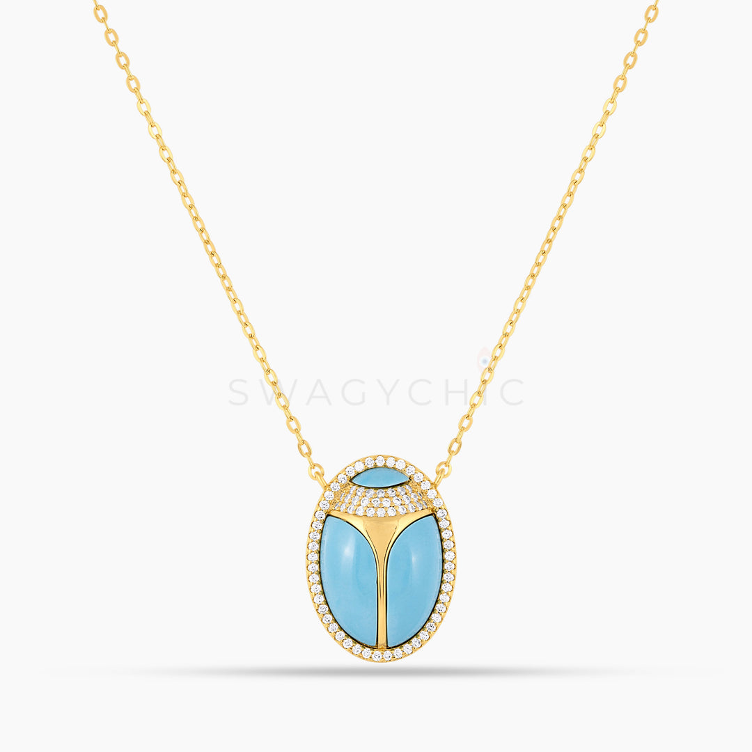 Elevated Scarab Turquoise Necklace (Wholesale) - Swagychic