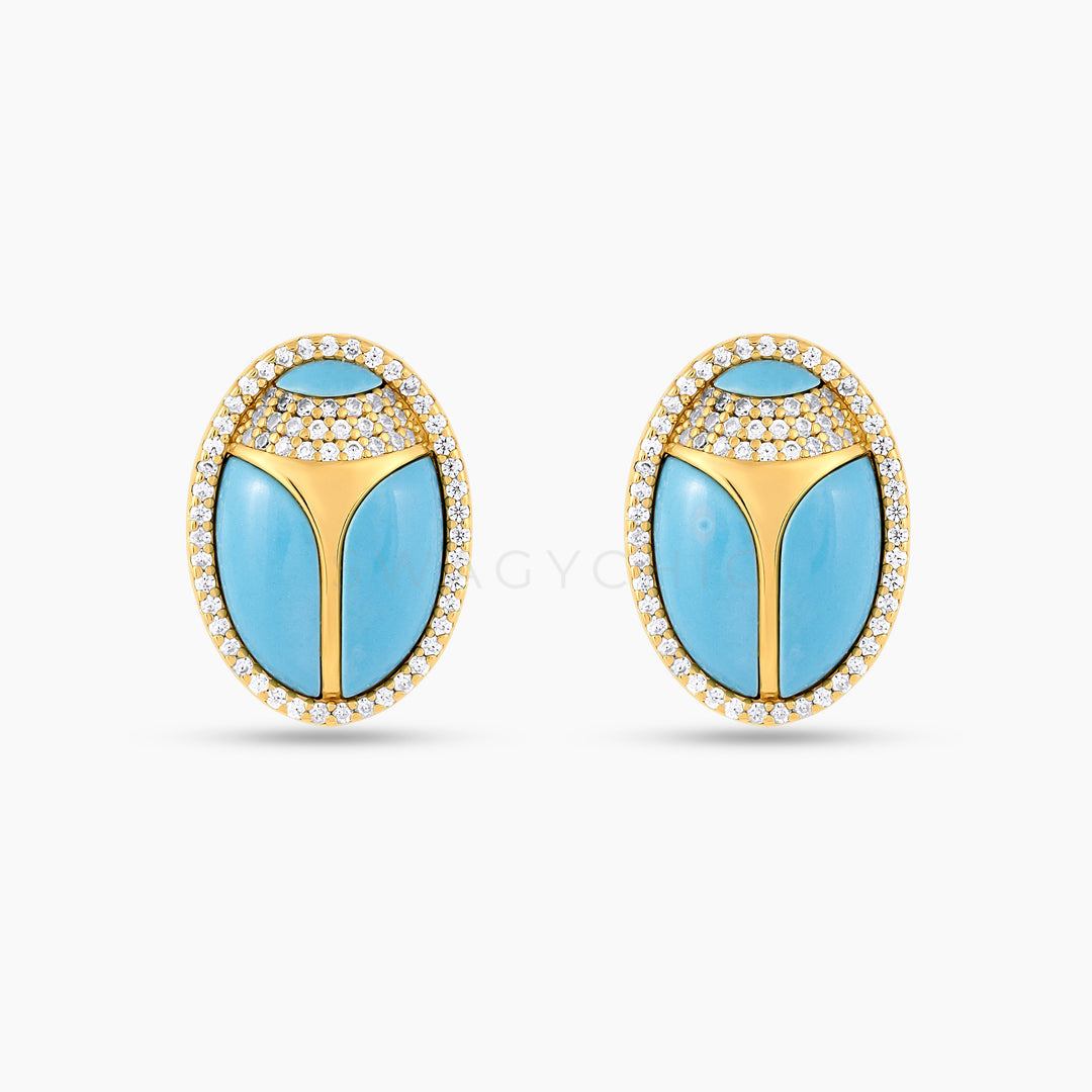 Elevated Scarab Turquoise Studs (Wholesale) - Swagychic