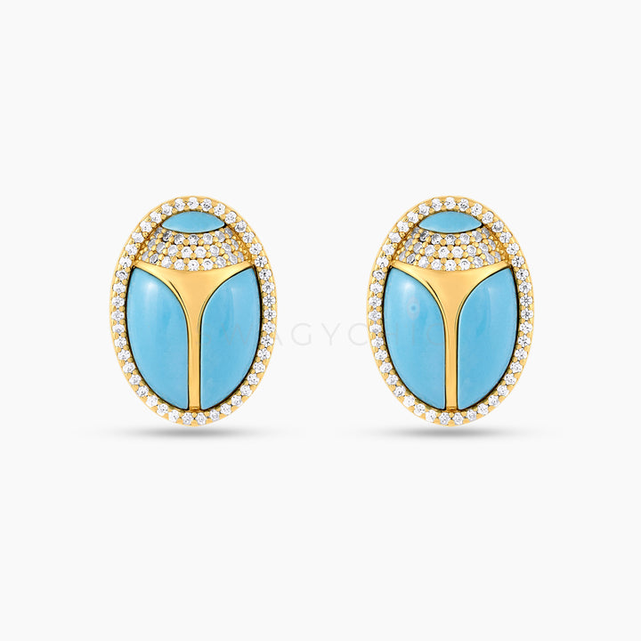 Elevated Scarab Turquoise Studs (Wholesale) - Swagychic