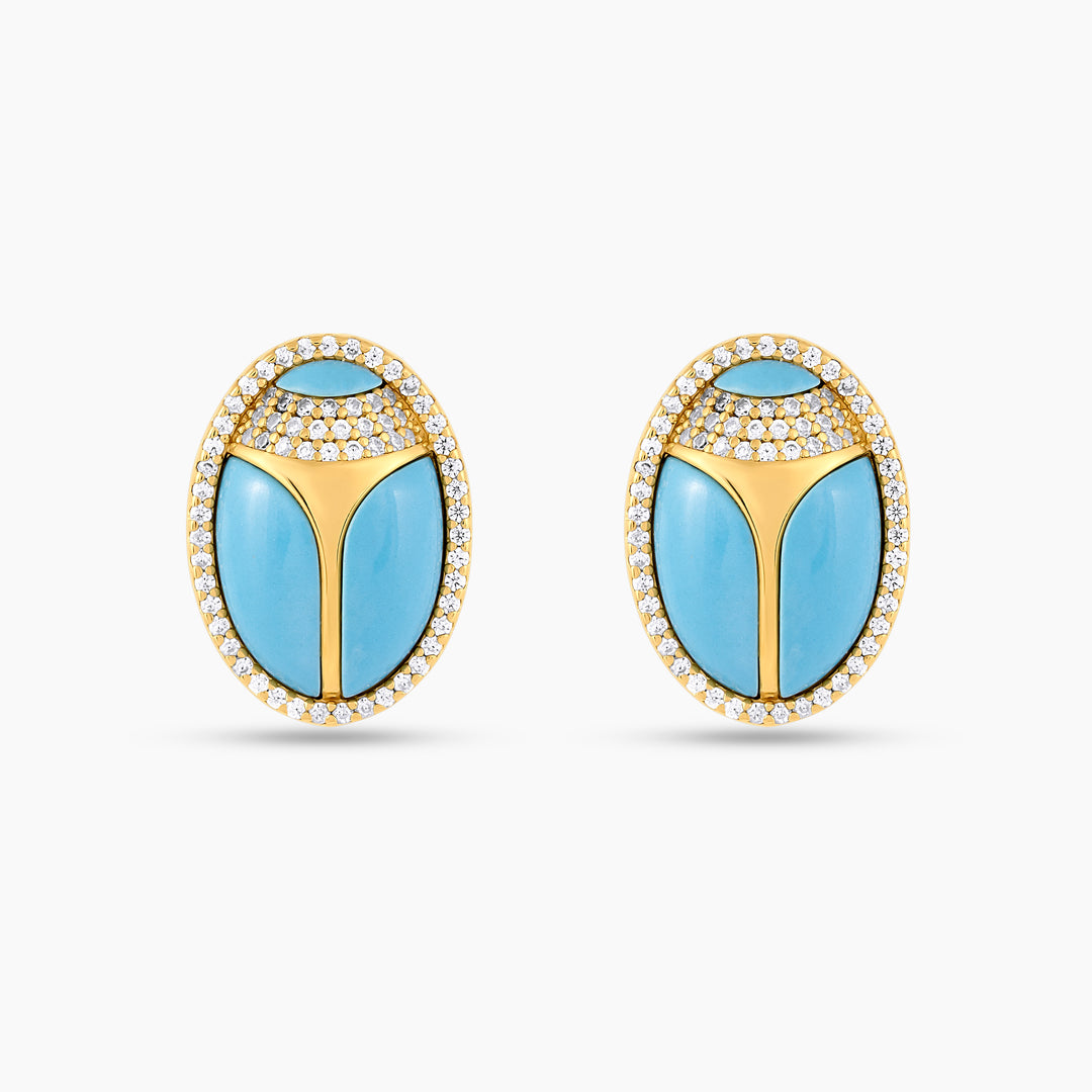 Elevated Scarab Turquoise Studs
