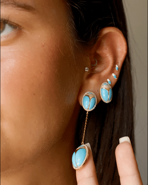 Elevated Scarab Turquoise Drop Earrings - Swagychic