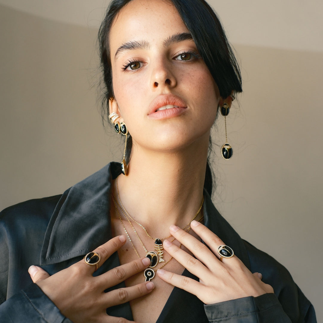 Elevated Fish Black Onyx Necklace - Swagychic