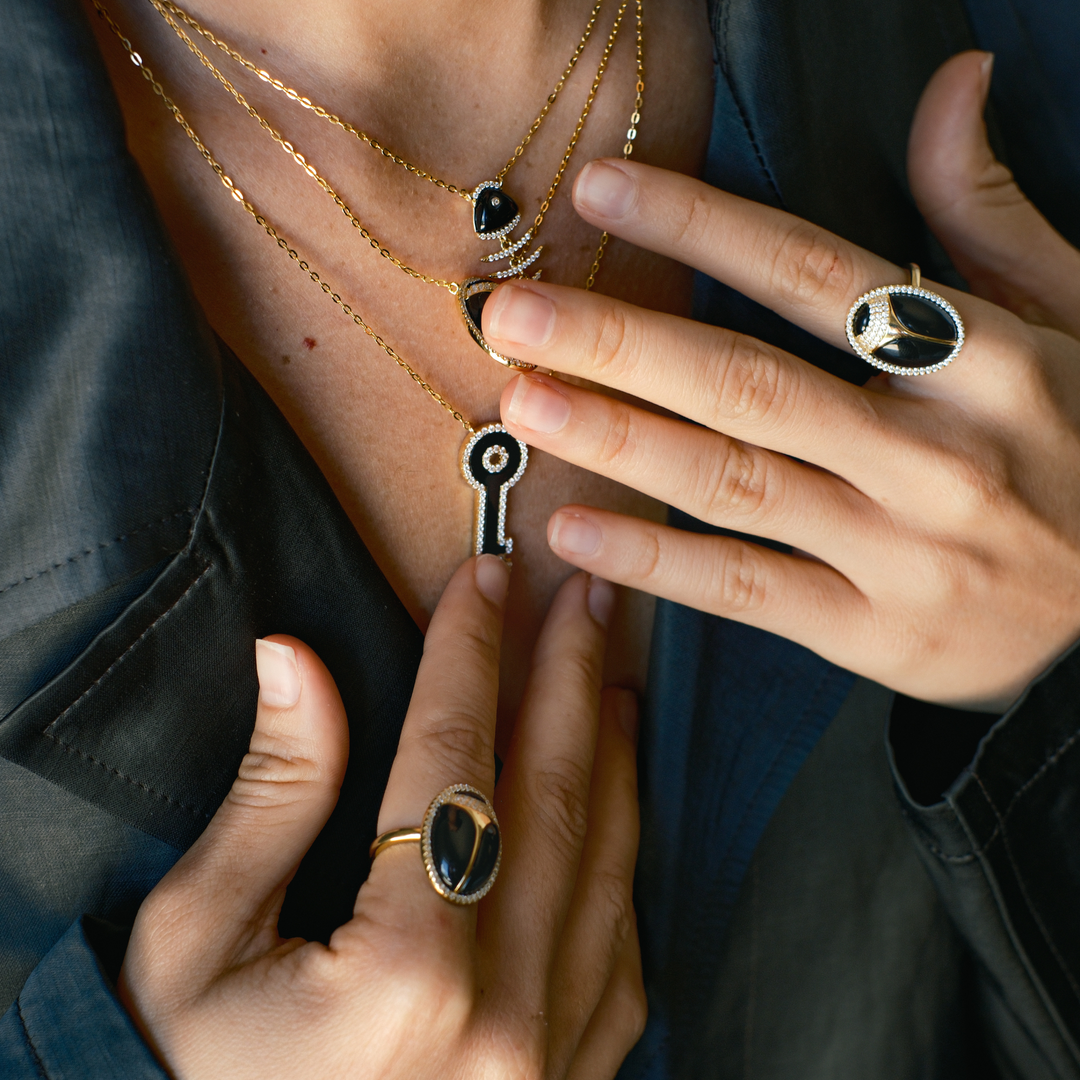 Elevated Key Black Onyx Necklace - Swagychic