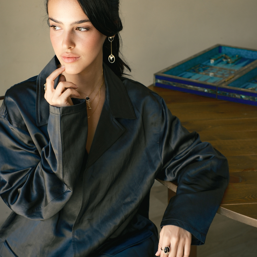 Elevated Scarab Black Onyx Drop Earrings - Swagychic